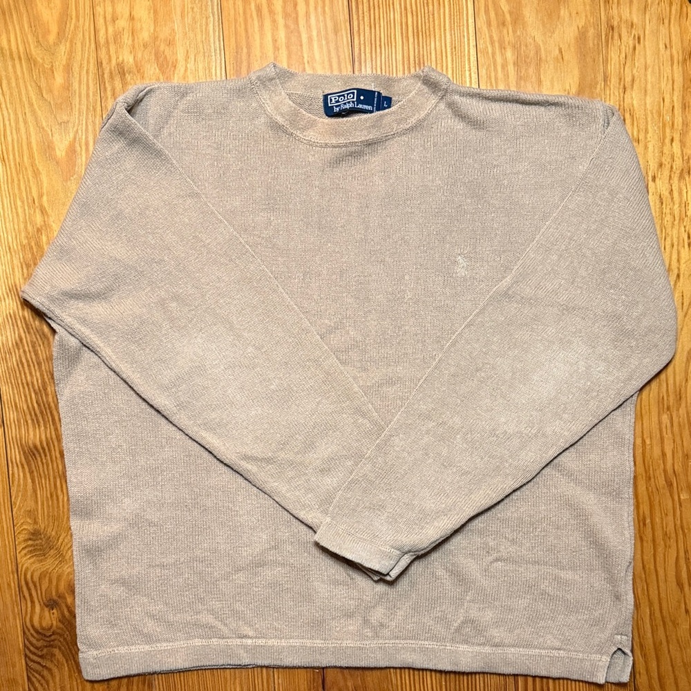 Polo by Ralph Lauren Men's Light Tan Crewneck Sweater